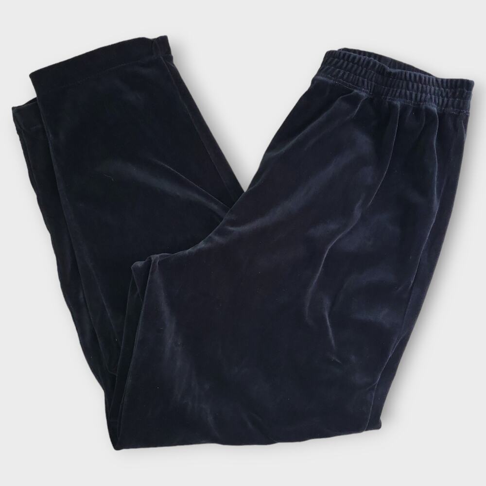 Vintage SK Company Velour Pants Womans Small Petite Black Stretchy High Rise